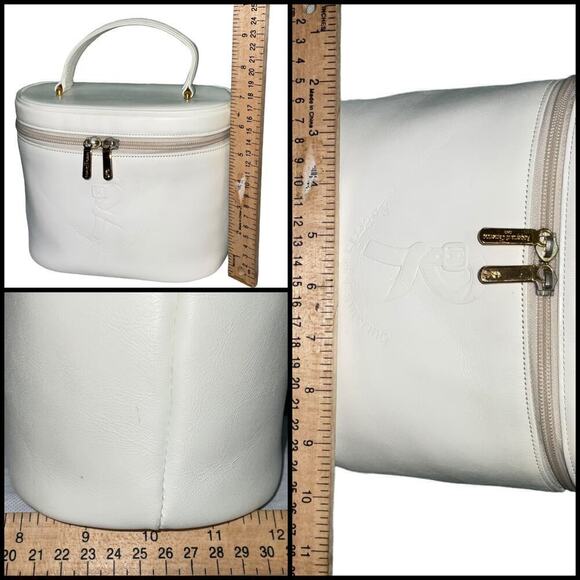 Vintage Roberta Di Camerino White Leather Makeup Case Top Handle Bag Purse Rare - Picture 5 of 15